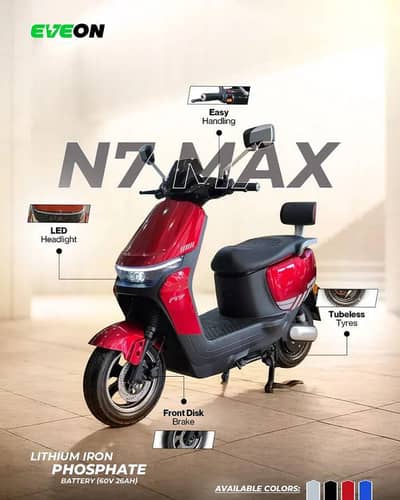 New Electric Scooty Eveon N7 Max (Lithium) Battery New Zero Meter