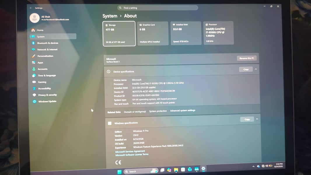 Microsoft surfacebook 3 6