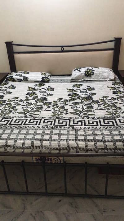 King size bed with matress and two side tables