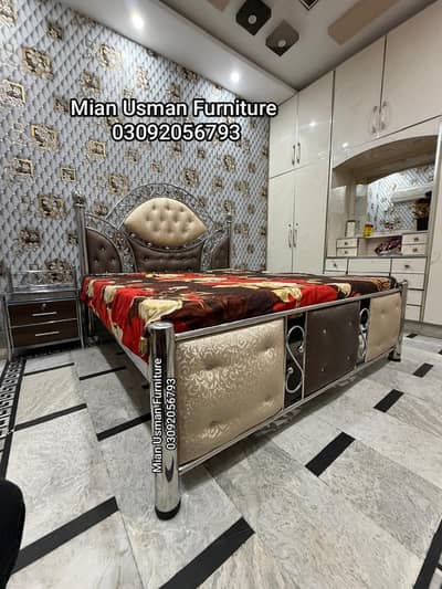 New stainless steel Double Bed//steel furniture//Steel single bed//