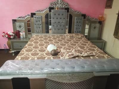 1 queen size bed +2 side tables, dressing table large size,2 cupboard