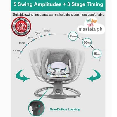 Mastela Bouncer Baby Swing Electric Newborn to 3 Years Auto Swing Leaf
