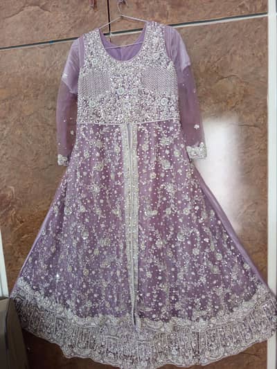 Beautiful Nikkah Maxi Dress – Embroidered Front | Silk & Net | Medium
