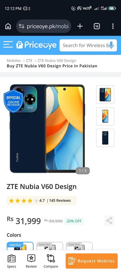 Zte Nubia V60 16/256