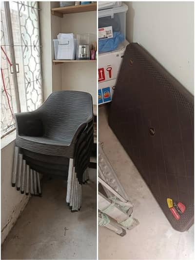 Plastic chairs with table