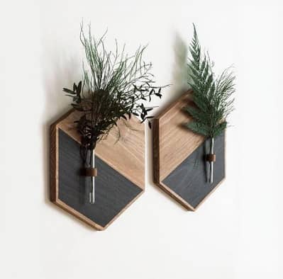 MDF Wood Wall Planters Black Brown Modern Home Decor