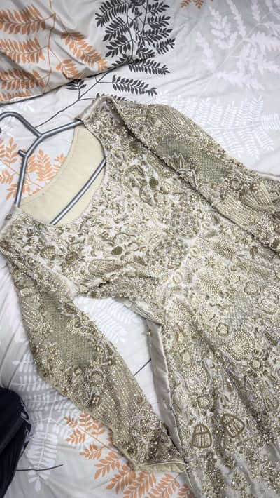 Heavily Embellished Bridal Maxi | Ivory & Gold | Wedding/Walima Dress