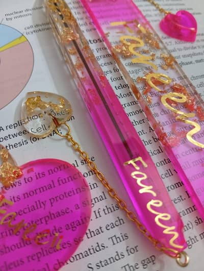 Customized Pink & Gold Resin Stationery & Accessory Set