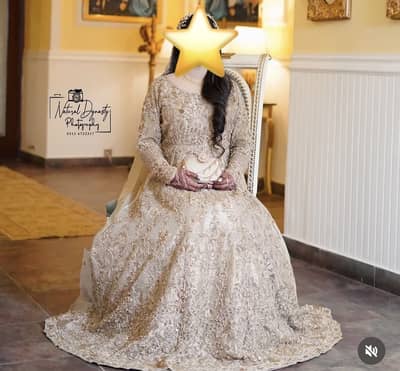 Heavily Embellished Bridal Maxi | Ivory & Gold | Wedding/Walima Dress
