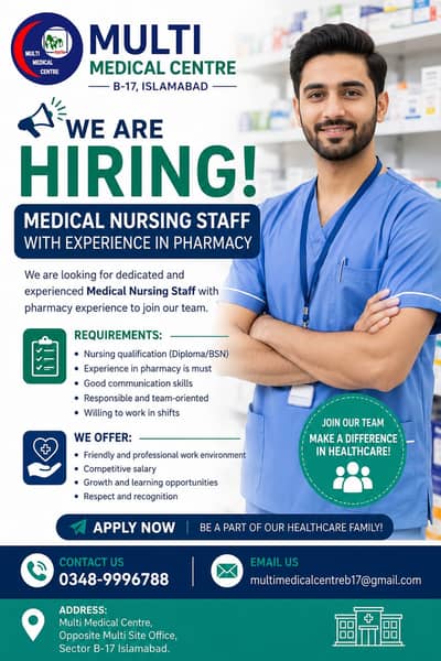 Experienced Nursing Technician with experience in Pharmacy Required