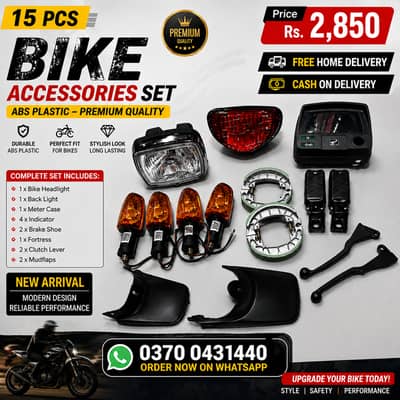 15 Pcs Bike Accessories Set ABS Plastic - Free Delivery