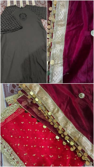 new abaya and 2 fancy net duppta for sale