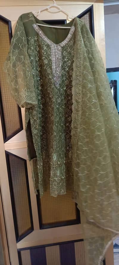 3pc  organza stitched suit