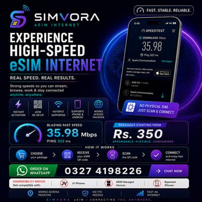  EXPERIENCE HIGH-SPEED eSIM INTERNET WITH SIMVORA!