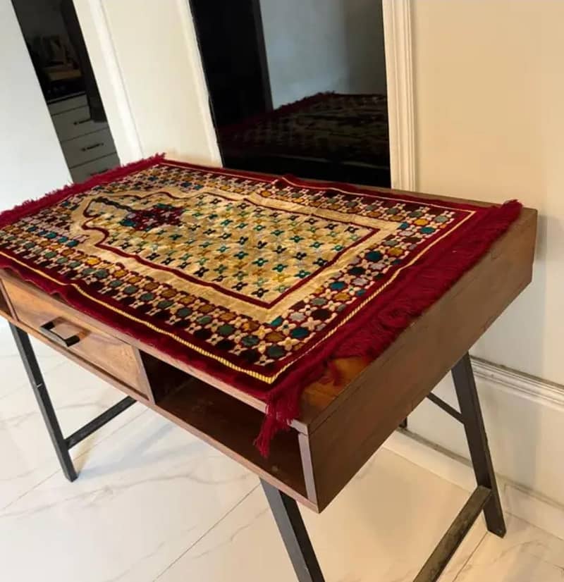 Solid Wood Console / Study Table with Iron Stand 1