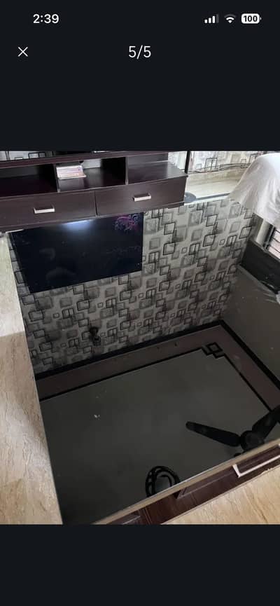 Glass Top Center Table with Drawer - Dark Wood - 3 Years Used