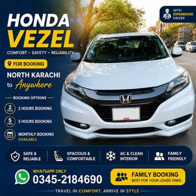 Honda Vezel car booking with driver