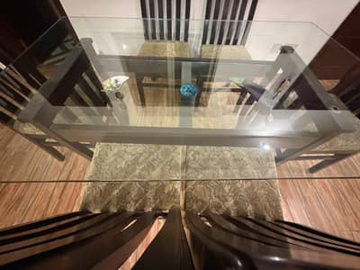 6 Seater Dining Table|Glass Top Table|Home Furniture|Luxury Dining Set