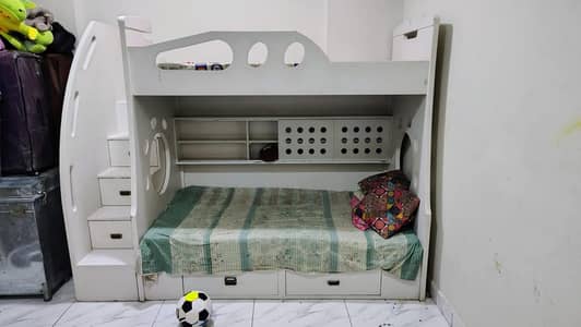 Modern Bunk Bed with Integrated Desk / Study Table