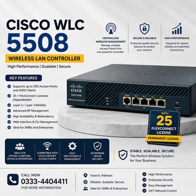Cisco WLC 5508 Wireless LAN Controller | 25 FlexConne