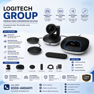Logitech Group Video Conferencing System - HD 1080p PTZ Complete Set