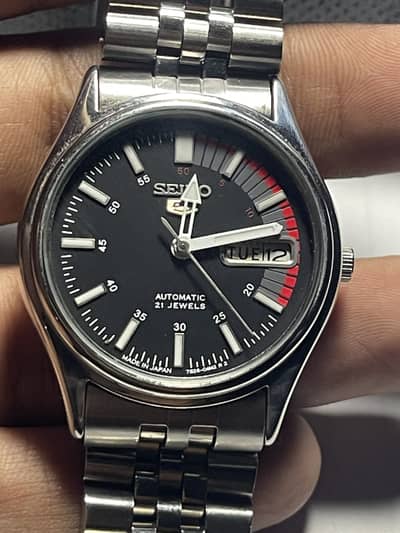 Seiko 5 Black Racer Railroad Automatic