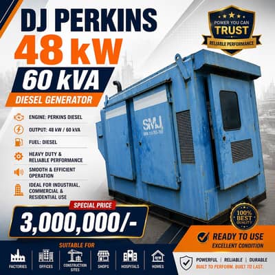 DJ Perkins 48 kW (60 kVA) Diesel Generator - Excellent Condition