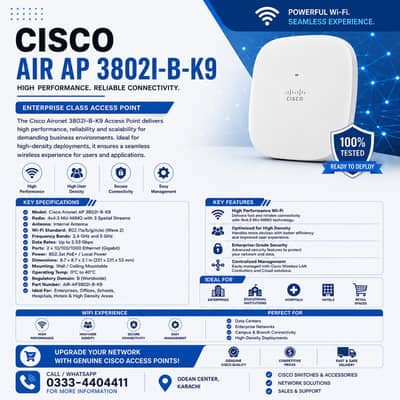Cisco AIR-AP3802I-B-K9 Dual-Band 5.2Gbps Heavy Duty Access Point