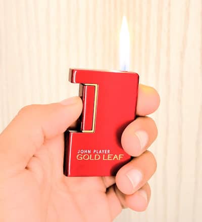 Premium Gold Leaf Red & Gold Metal Refillable Gas Lighter