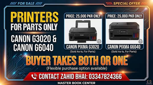 Canon PIXMA 2 Printers Lot for Parts Only (G2010 / G3020 / G6040)