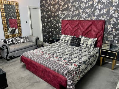 Luxury Unused Upholstered Wooden Bed Set + Sofa