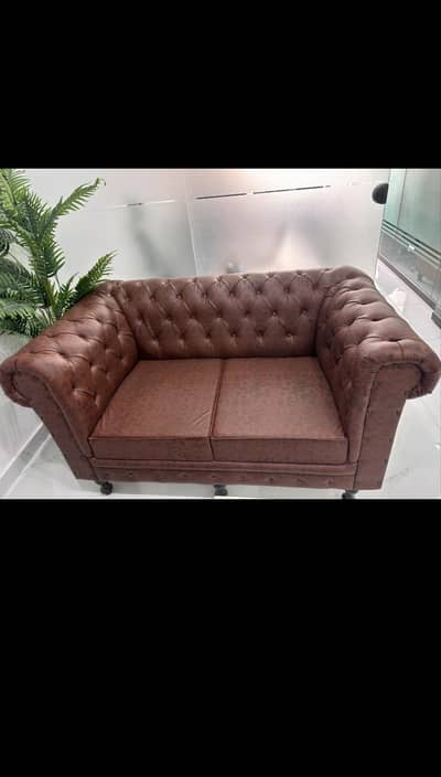 Classic Chesterfield 3-Piece Sofa Set – Brown Leather Finish