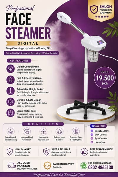Face Steamer Digital / Facial Steamer Machine / Professional Face