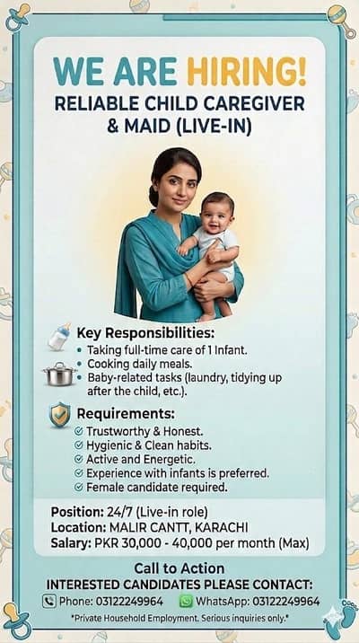 Looking for baby sitter for dubai and karachi