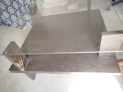 modran Glass center wooden table