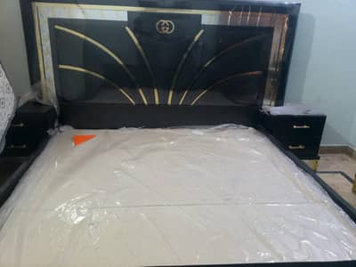 Double Bed Bedroom Set – Bed, 2 Side Tables, Dressing Table & 3-Door