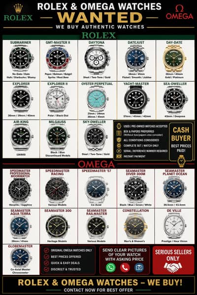 WE BUY ALL TYPE OF ROLEX,OMEGA AND ALL OTHER