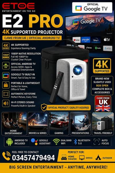 ETOE  projector 4k supported with Google TV official came from UK