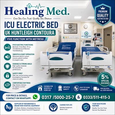 ICU electric bed UK Huntleigh Contoura ,Five Function with Metress
