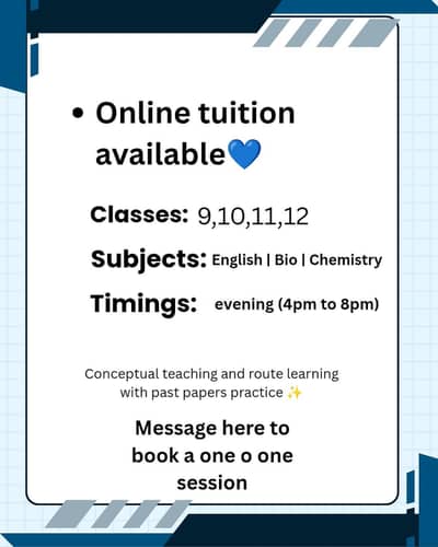 Online Female Tutor for Matric & Intermediate Sciences