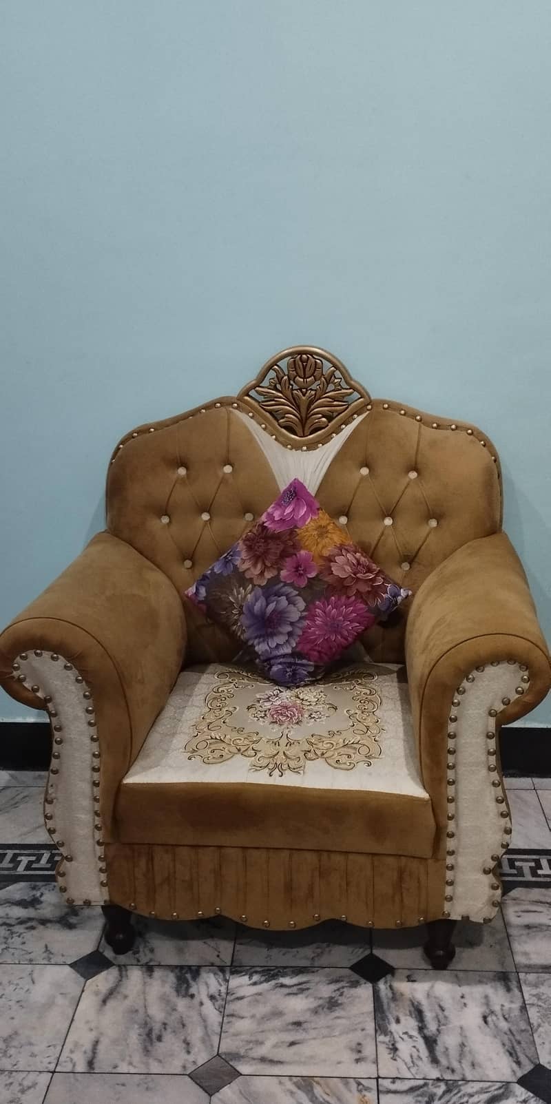 5 Seater Luxury Velvet Sofa Set with Cushions 2