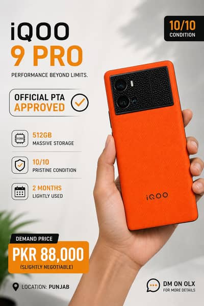 IQOO9PRO ,  OFFICAL PTA APPROVED