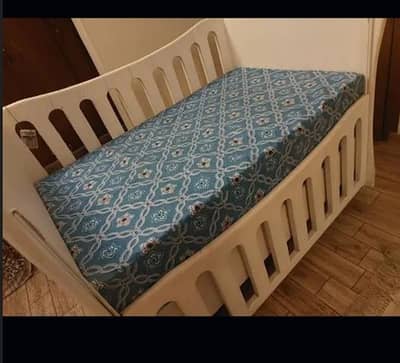 Baby Cot Bed with Mattress - Excellent Condition With Storage Drawer