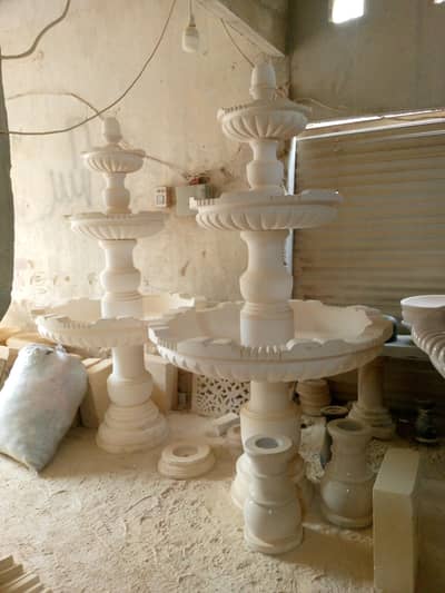 Cream stone Fountain outdoor water