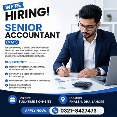 Experience Accountant Required || Male Job || Accountant || Office Job