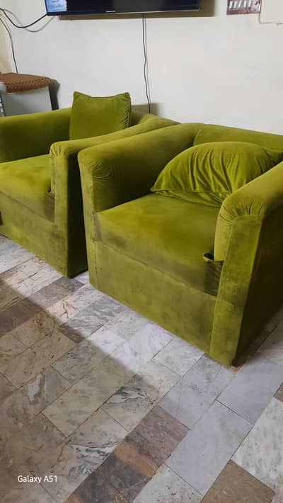 sofa  5 seater green velvet
