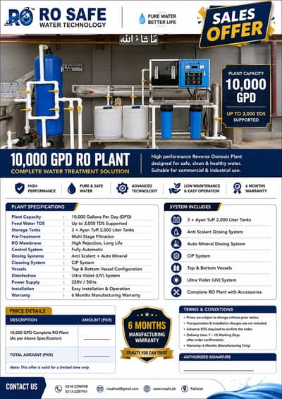 New Box Pack RO Plant / 10 Years Warrenty Available