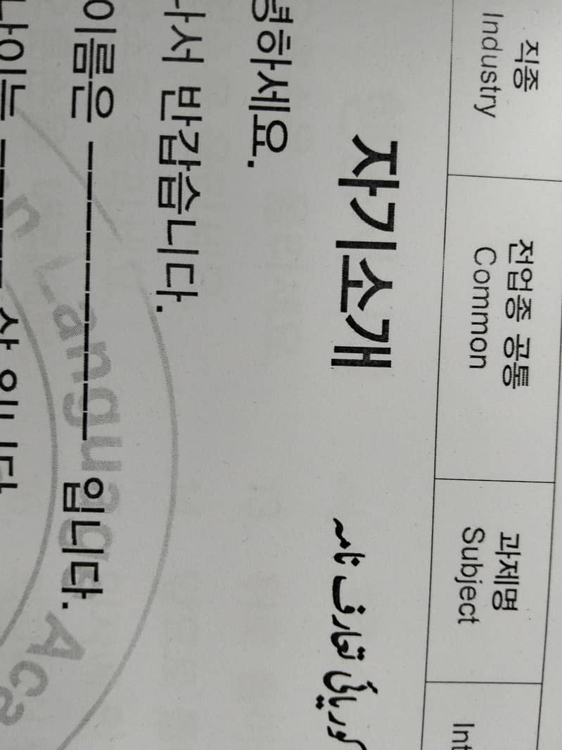 Korean Language Skill test Notes 1
