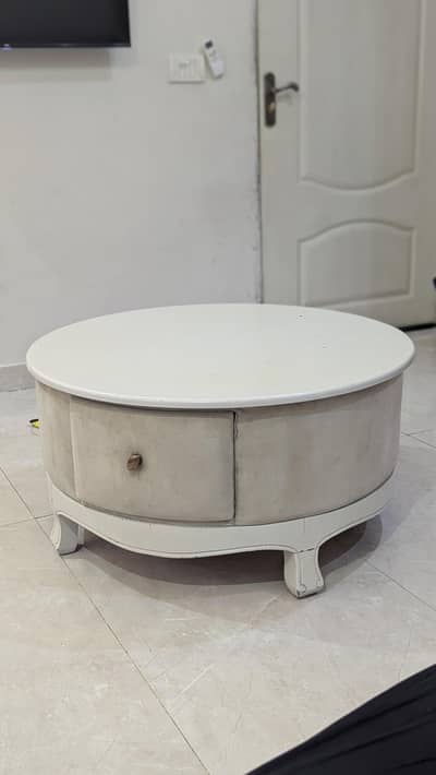 Modern White Coffee Table 36 Inches with Drawer