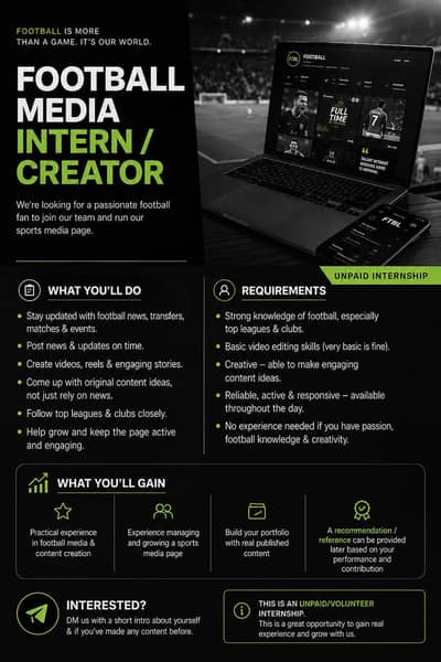 Football Media Page – Intern / Content Creator